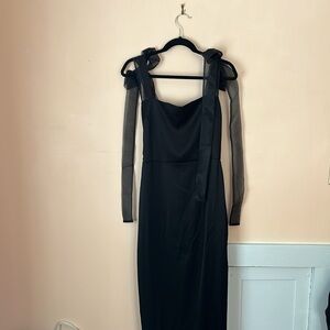 Reformation Black Cocktail Dress with Bow Tie Sleeves
